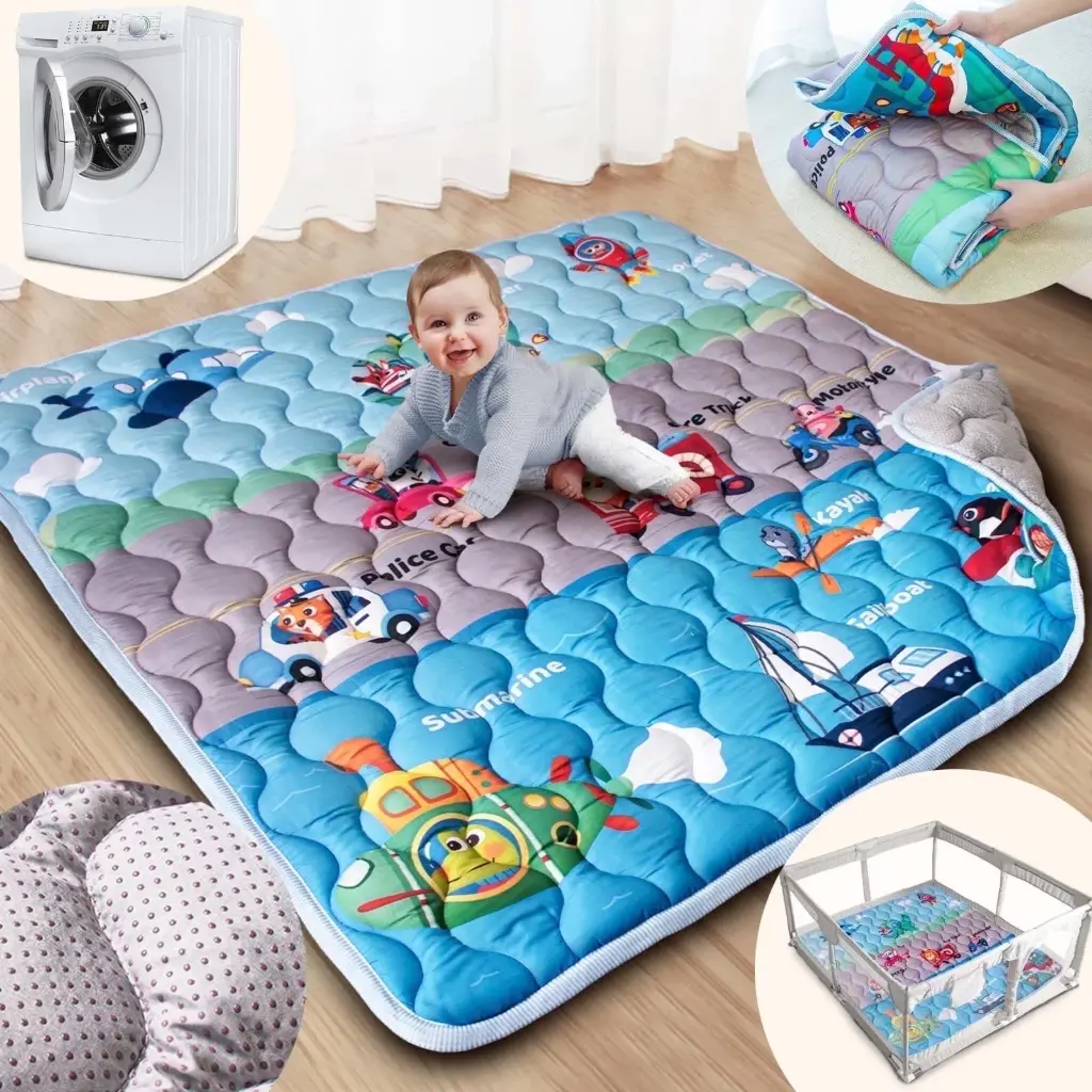 Beavtaens Baby Play Mat for Floor, Fits 50x50 Playpen, Super Soft, Non-Slip, for Ages 0-4