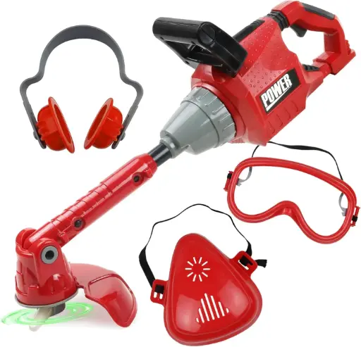 Kids Weed Trimmer Toy | Toddler Landscaping Gardening Tools and Equipments with Lights and Sounds| Includes Mask Safety Goggles and Earmuffs