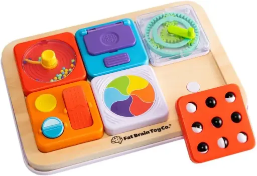 Fat Brain Toys PlayTab Essentials, Modular Sensory Activity Board for Babies and Toddlers Ages 12 Months+